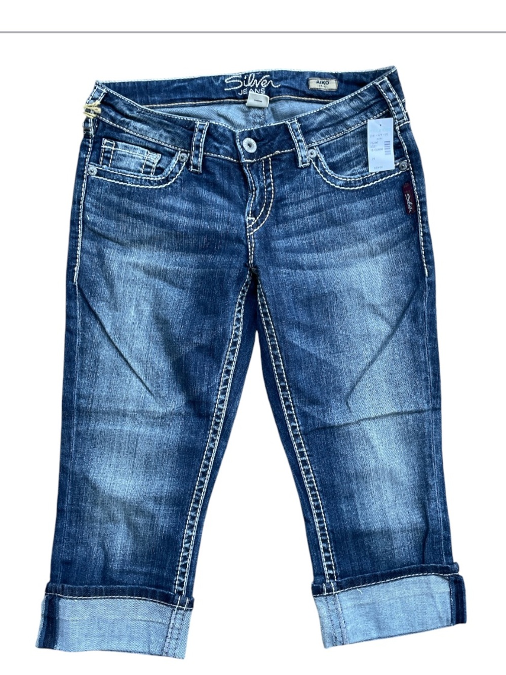 Silver Jean Akio cuffed blue Jean capris size 29 NWT